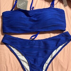 Zaful Vibrant NWT Blue Textured Bikini. Size Small (078)